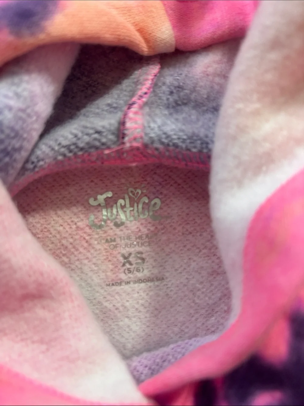 Justice Pink and Purple Tie-Dye Pullover Hoodie